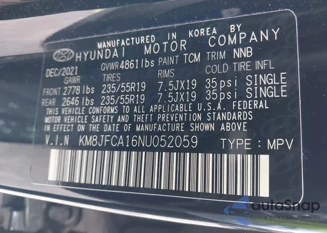 2022 Hyundai Tucson Hybrid Sel Convenience from USA, damaged, VIN KM8JFCA16NU052059